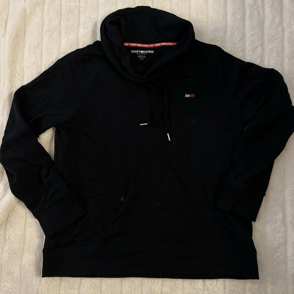 Tommy Hilfiger Sport Women's Large Black Cowl Neck Pullover Sweatshirt‎